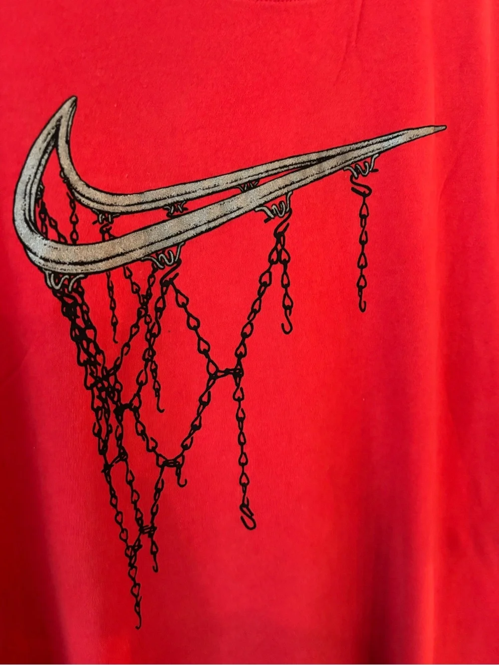 Nike Red Tee with Dripping Swoosh Graphic